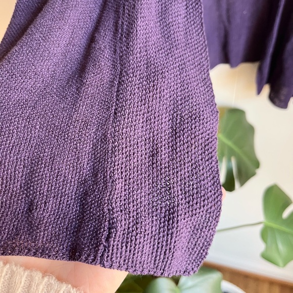 Eileen Fisher 100% Linen Women's Purple Open-Front Knit Beach Sweater Sz XL - Picture 3 of 9